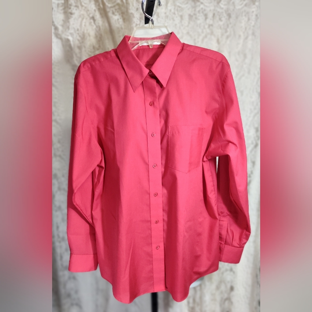 Foxcroft Vibrant Red Button-Up Shirt No Iron nwot